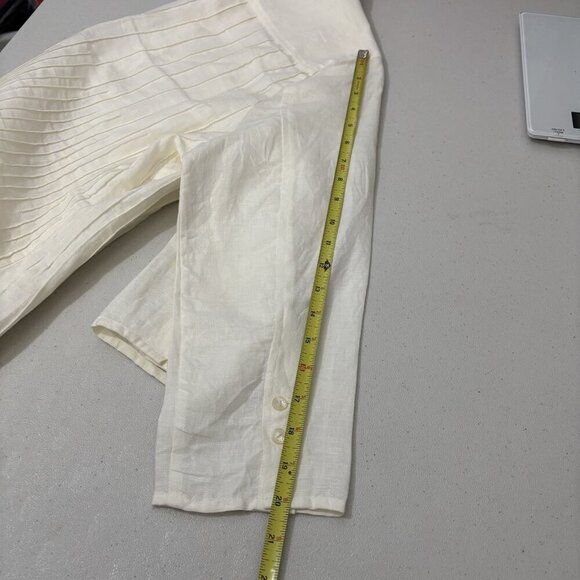 Peck And Peck Weekend Linen Collared Button Up Shirt 3/4 Sleeve Beige Size Large - Picture 11 of 12